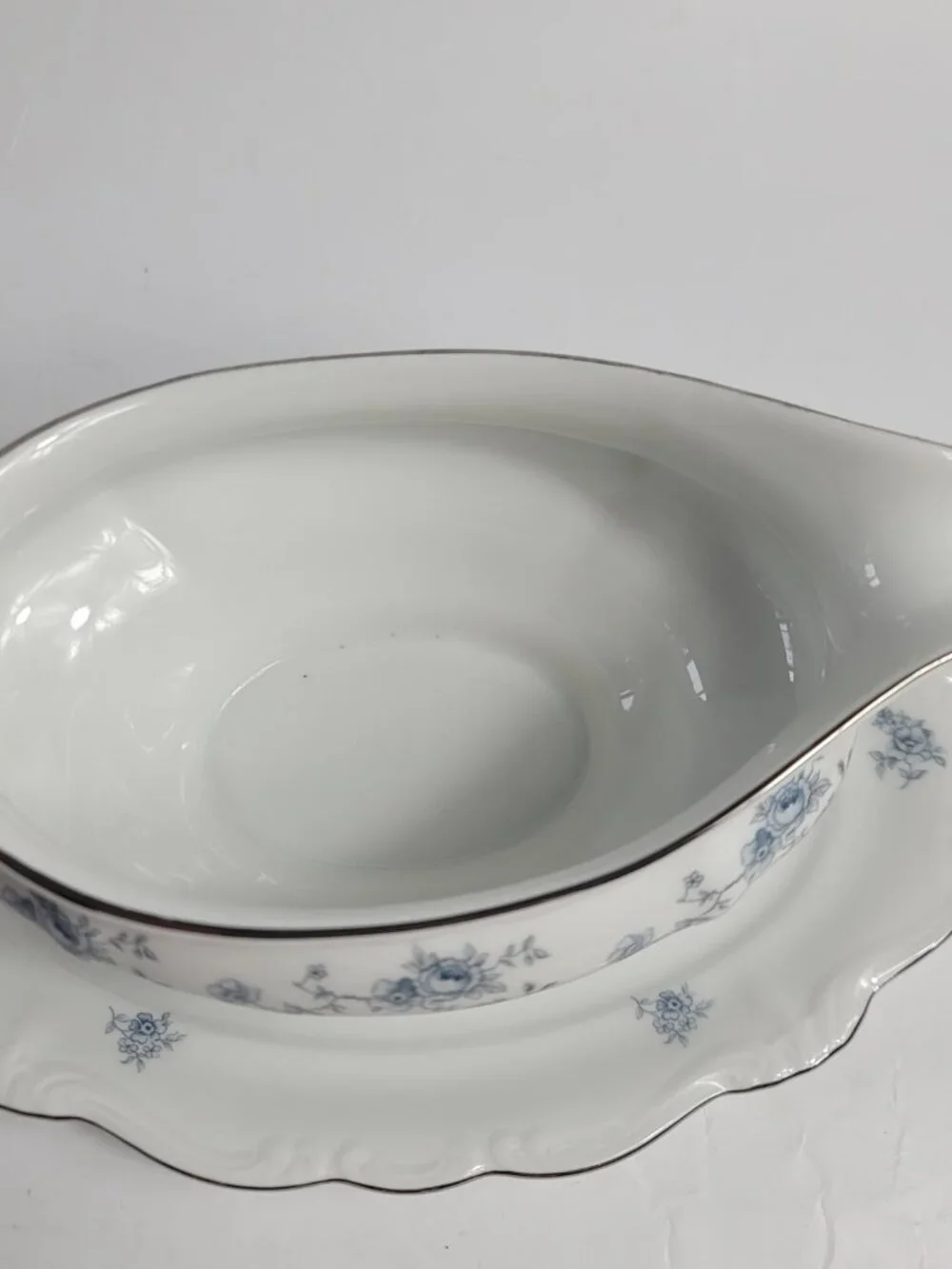 Johann Haviland Blue Garland Gravy Boat White Blue Flowers NEW Old Stock